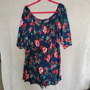 Ambiance Blue Red and Green Floral Romper